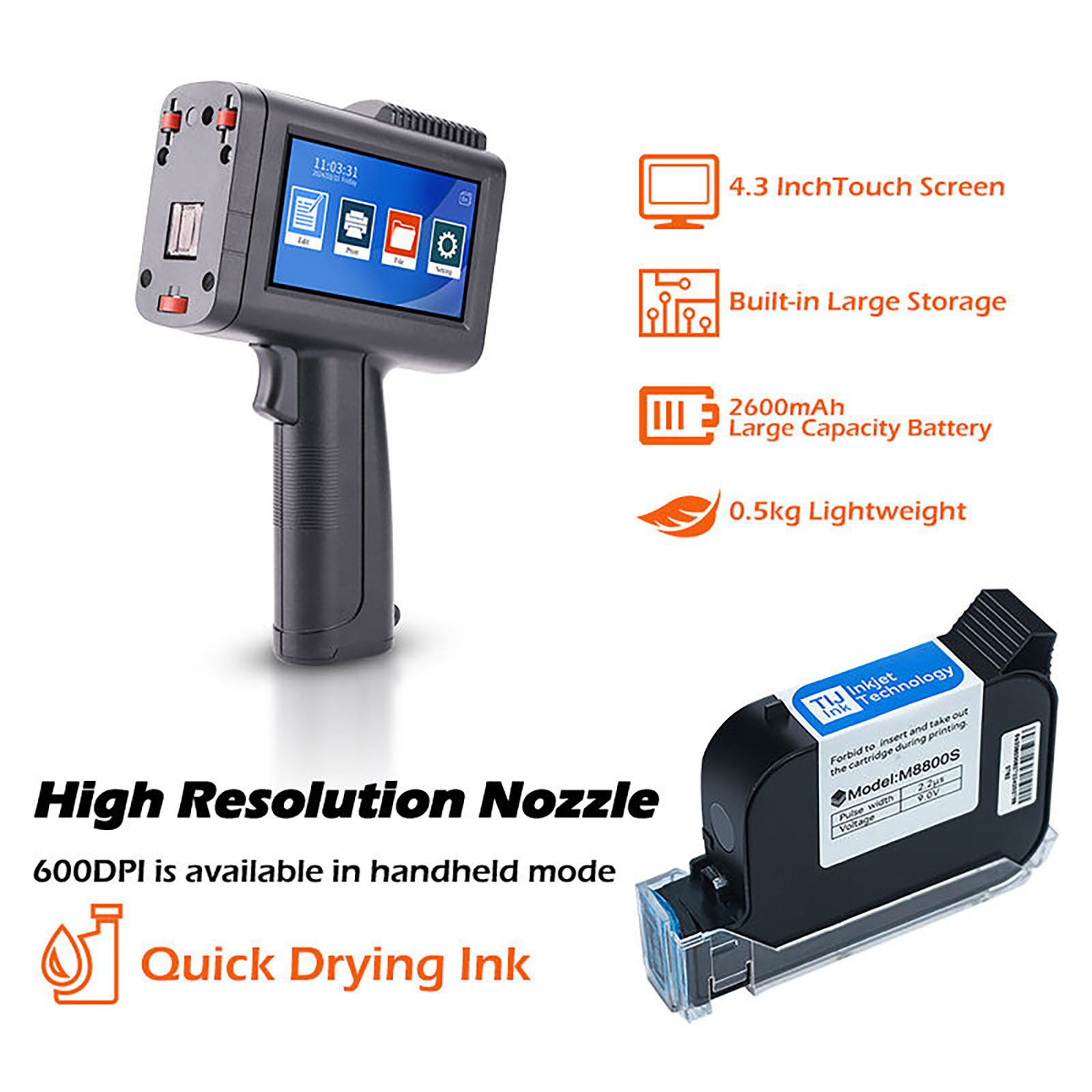 ZM-C13 12.7mm Handheld Inkjet  - đánh giá và giá Barcode Printer